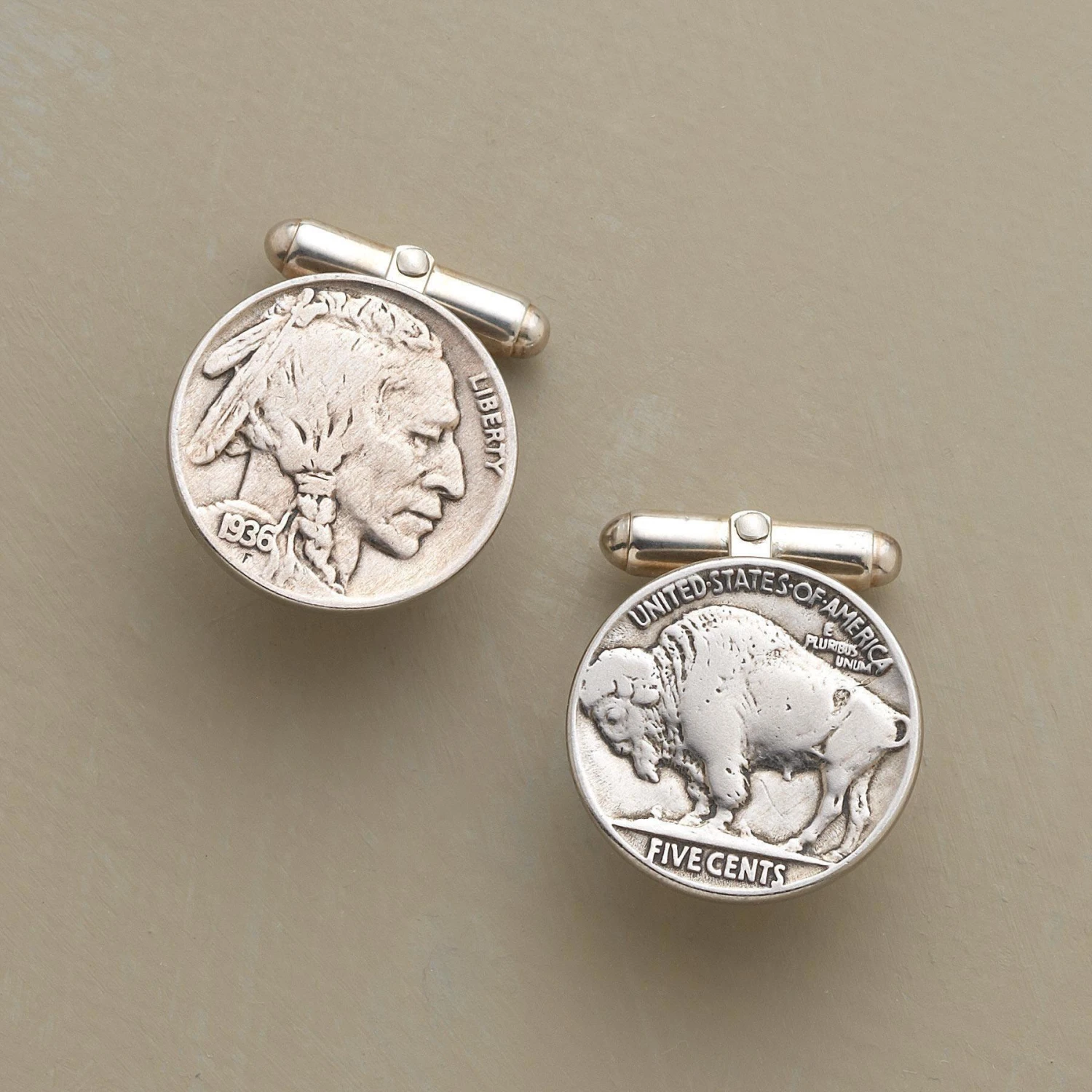 Vintage Buffalo Nickel Cuff Links 3 Vintage Buffalo Nickel Cuff Links