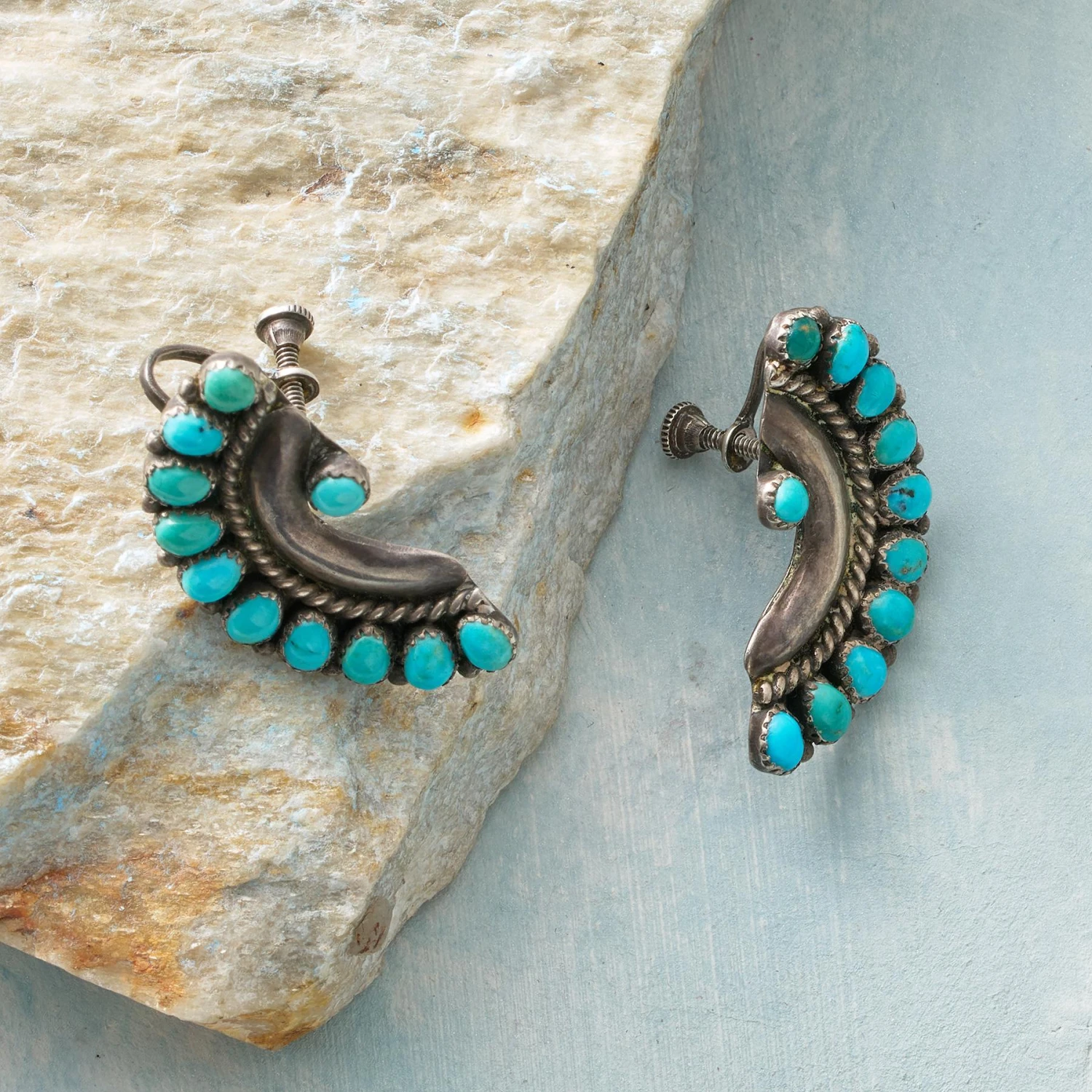 1950S Half Circle Petit Point Earrings 4 1950S Half Circle Petit Point Earrings - Image 2