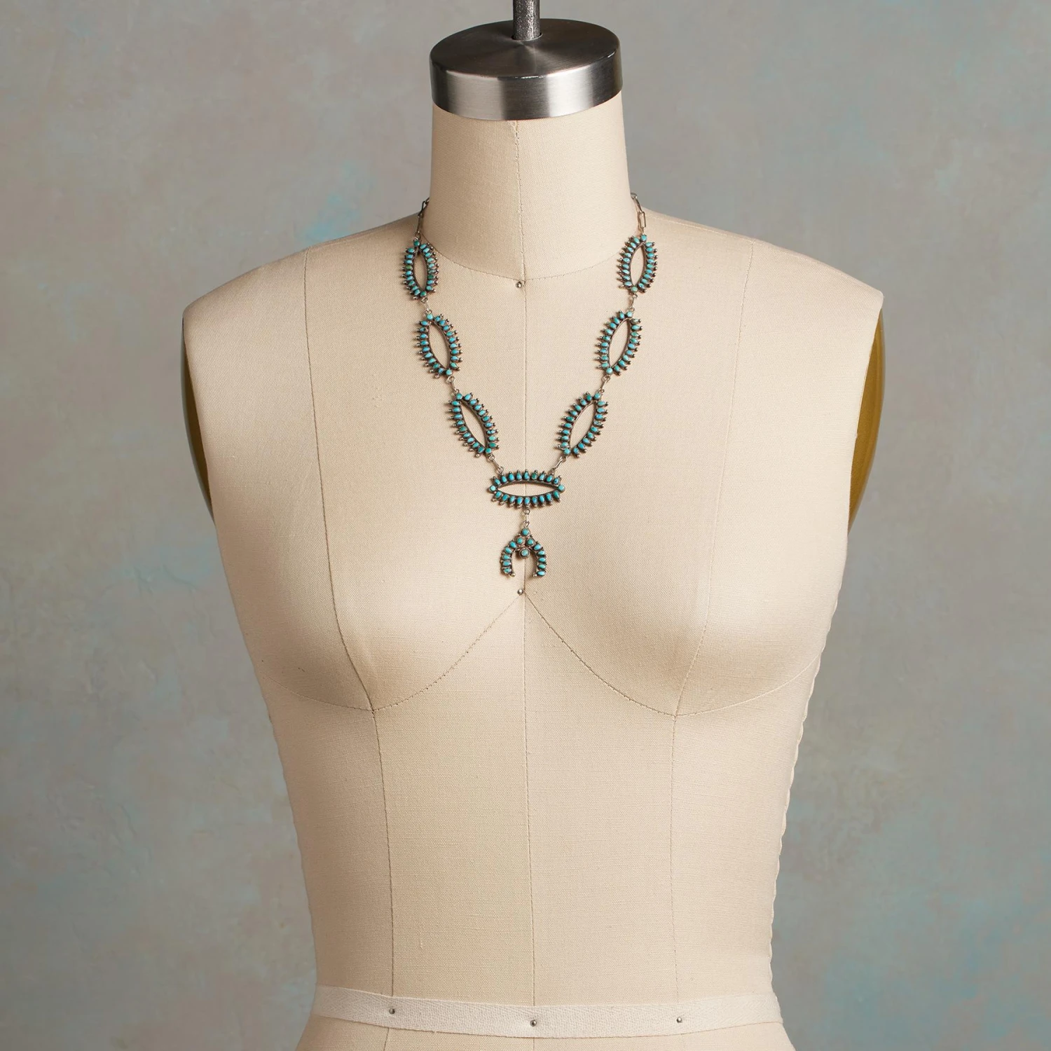 1930s Turquoise Petit Point Necklace 5 1930s Turquoise Petit Point Necklace - Image 3